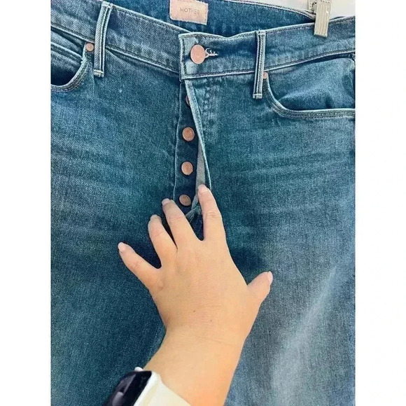 MOTHER The Stunner Ankle Fray Jeans Crate Digger Size 32 - Picture 10 of 14